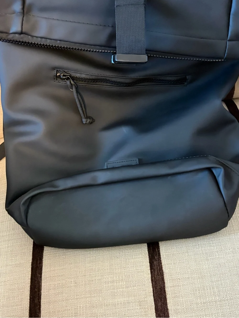 Men's Black Roll-Top Backpack - Sleek Minimal Design